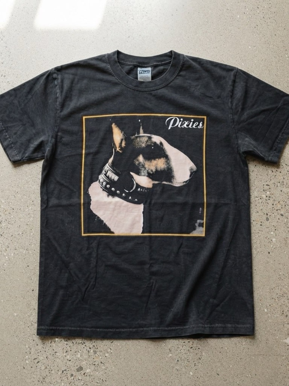 Pixi Black Short-Sleeve Graphic Tee with Dog Portrait